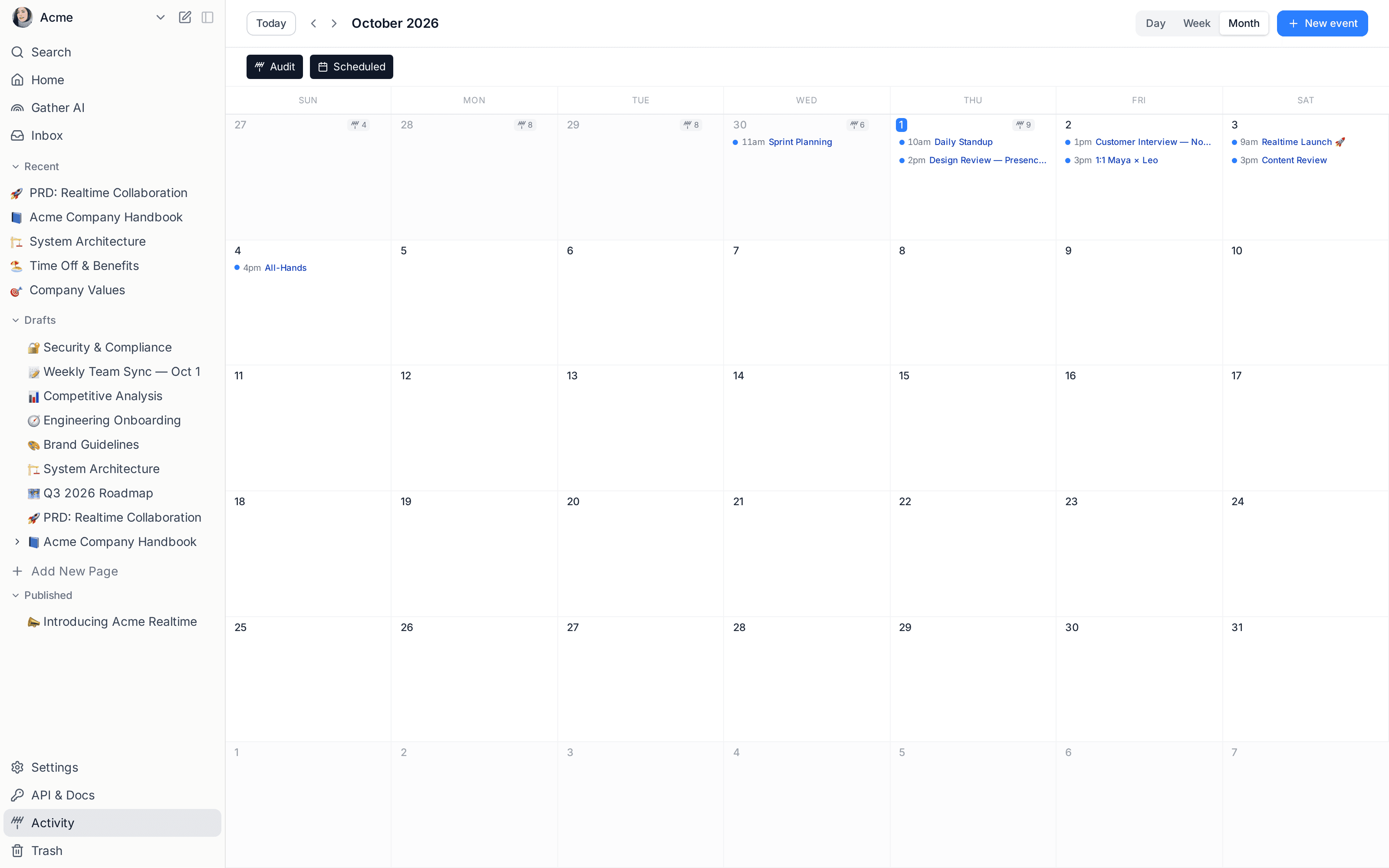 A Content Calendar In Vritti