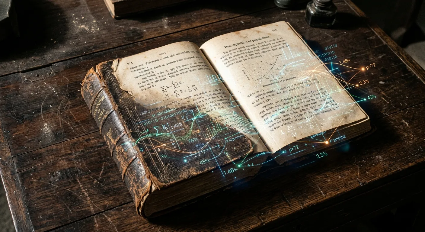 A leather-bound constitution book overlaid with glowing digital data lines