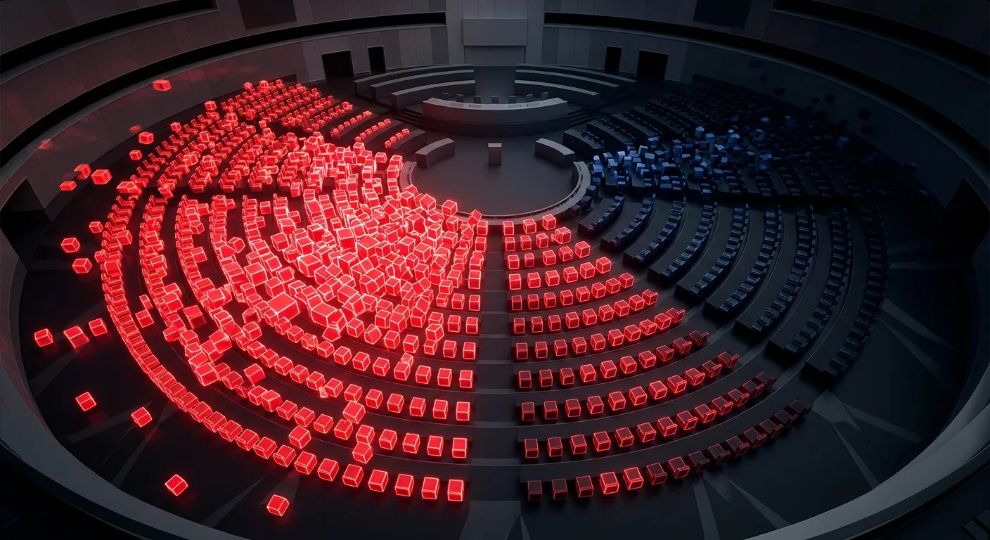 Data visualization concept showing the shifting balance of parliamentary seats