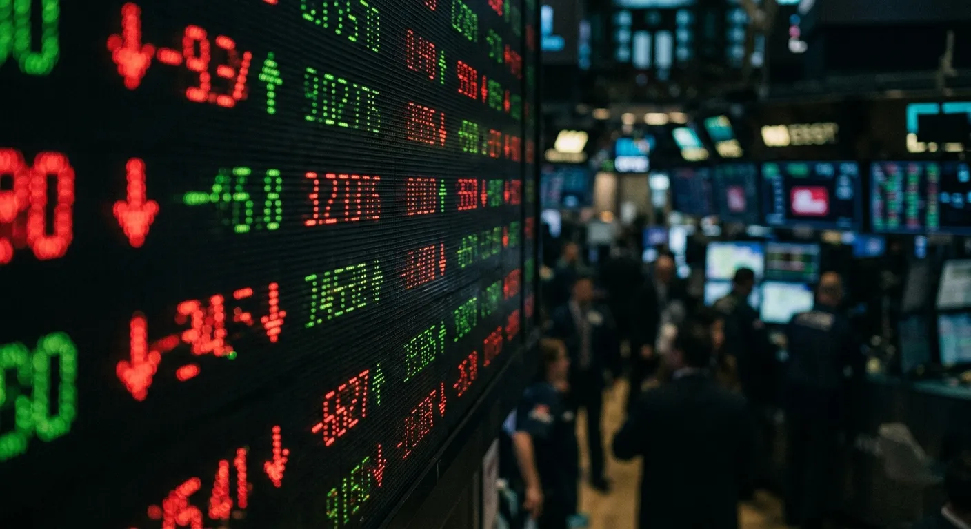 Abstract representation of fluctuating global exchange rates on a digital board