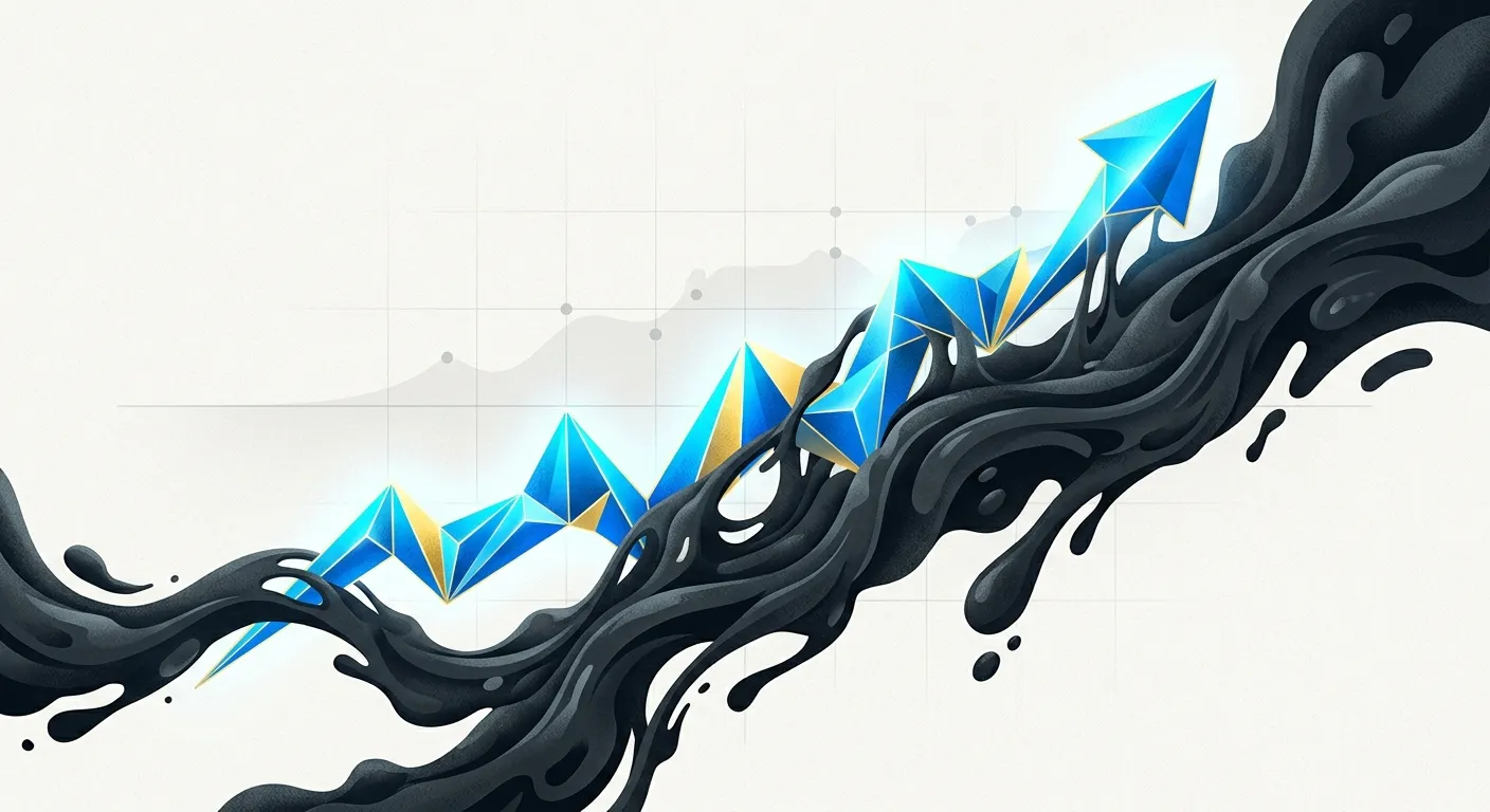 Abstract visualization of domestic growth being weighed down by currency depreciation