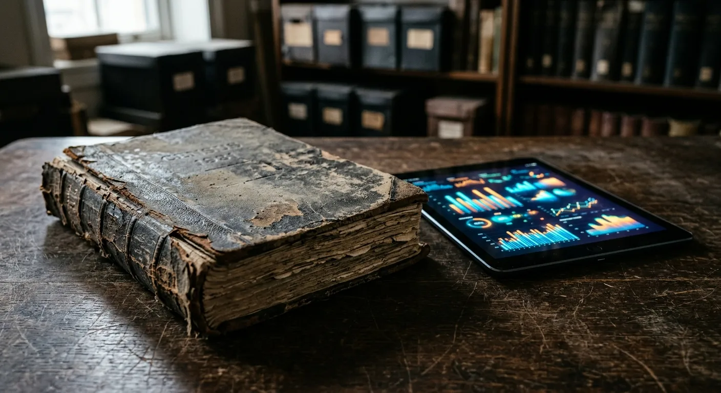 Contrast between archaic 1931 census ledgers and modern digital data collection