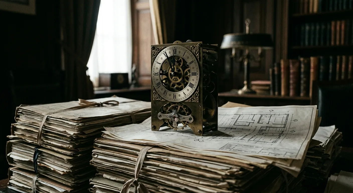 Ticking clock over legal documents representing a deadline