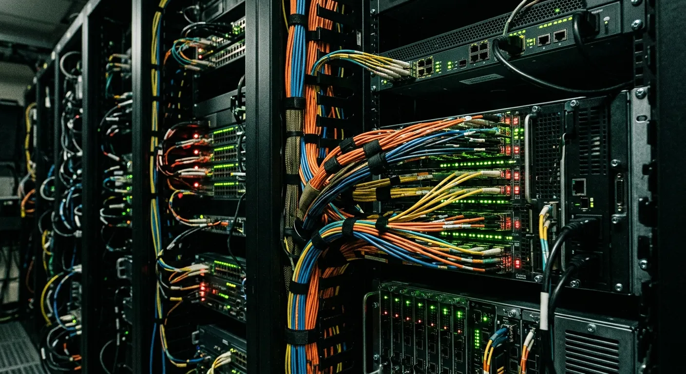 Secure military communication server racks and fiber optic cables