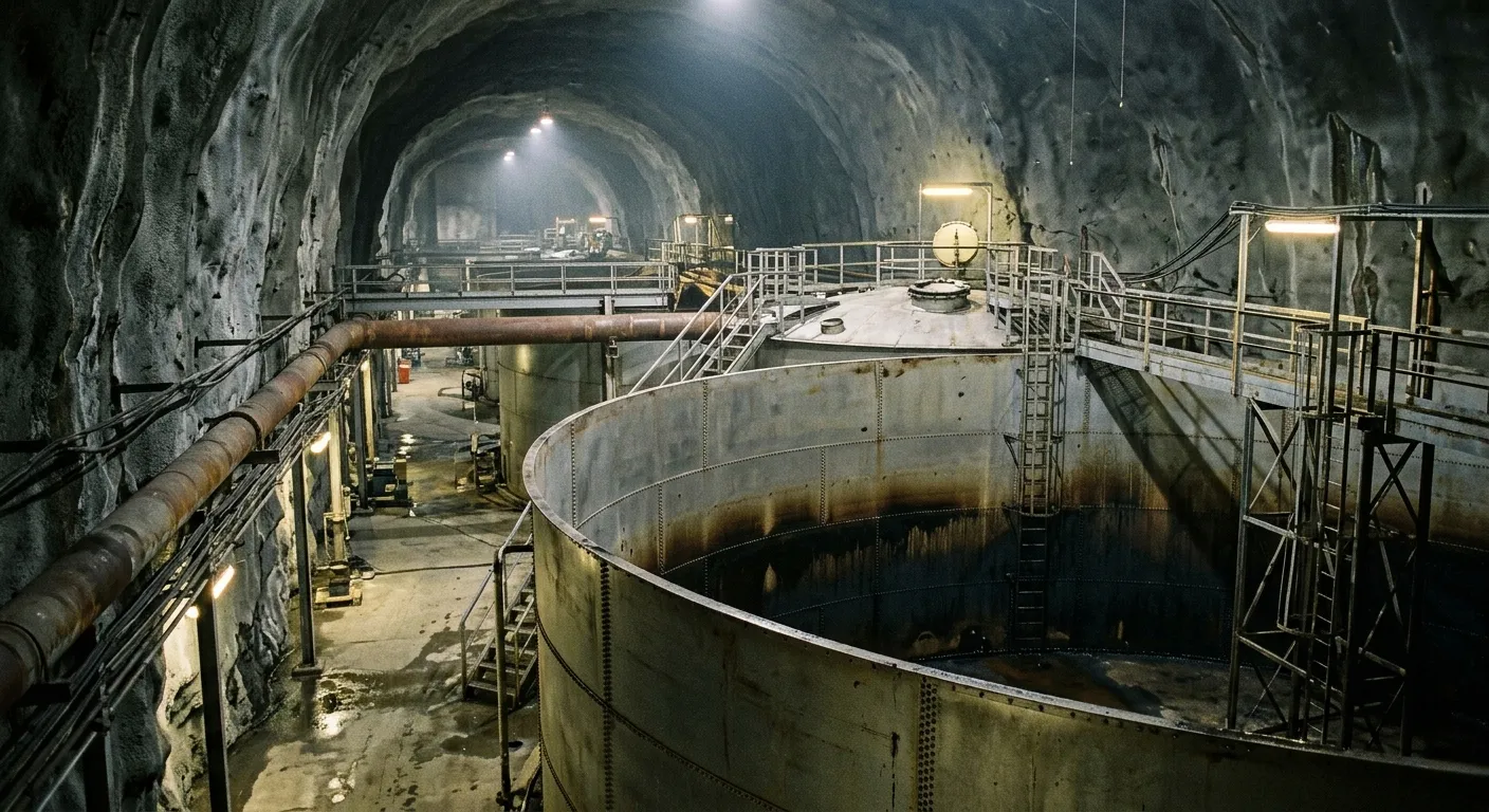 Massive industrial oil storage tanks highlighting India's strategic petroleum reserves