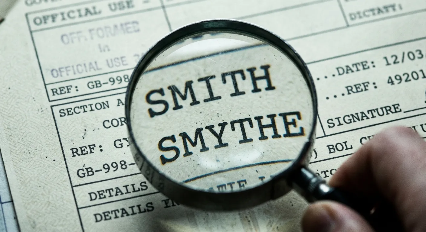 Magnifying glass highlighting discrepancies on a bureaucratic document