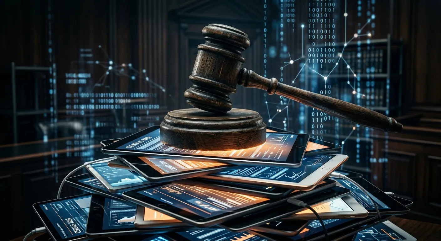 A legal gavel resting on digital census data representing the Supreme Court quota ceiling