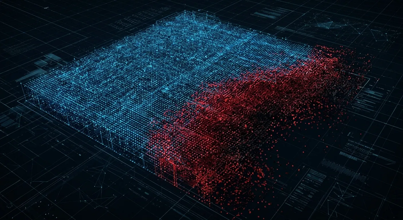 Abstract representation of massive data deletion