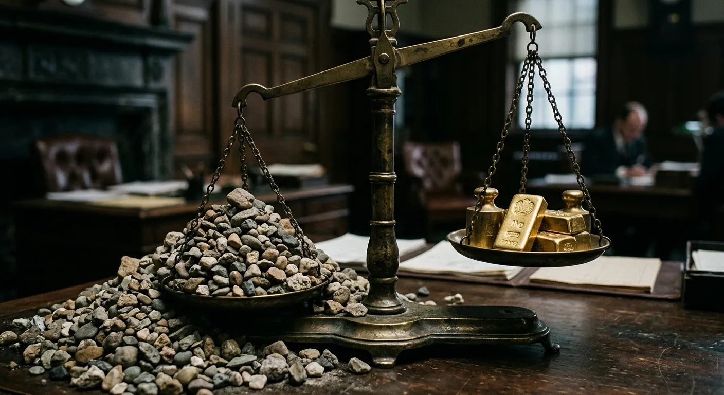 A brass scale tipped heavily to one side, representing demographic imbalance.